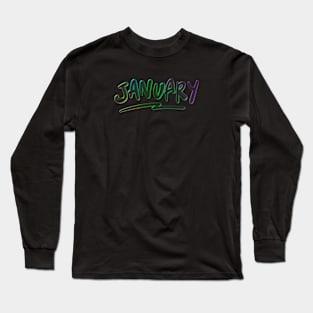 January Bubble Text Long Sleeve T-Shirt